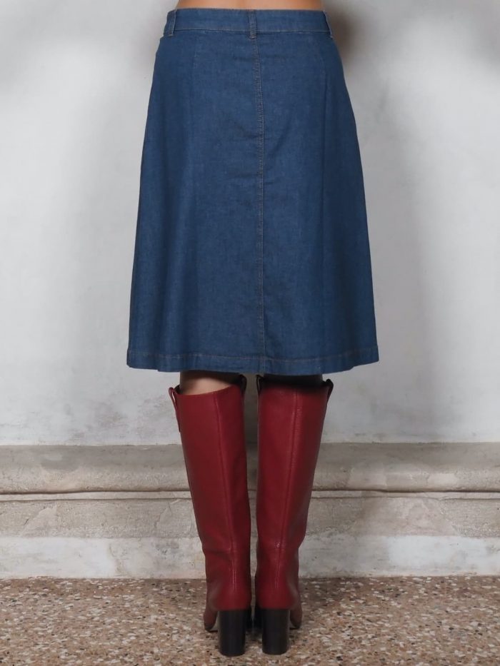 Gonna Caroll in tessuto Chambray