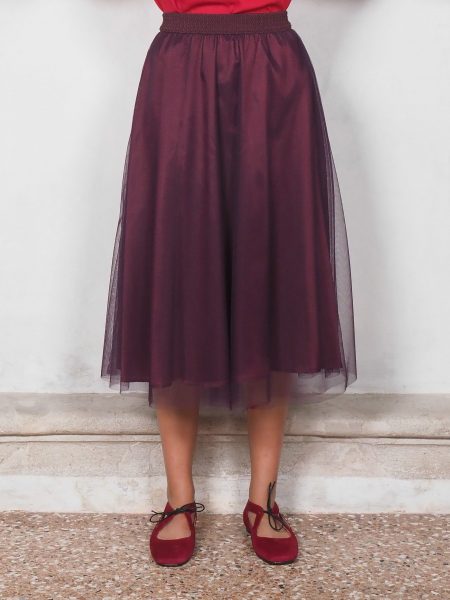Gonna Midi in Tulle Mosto