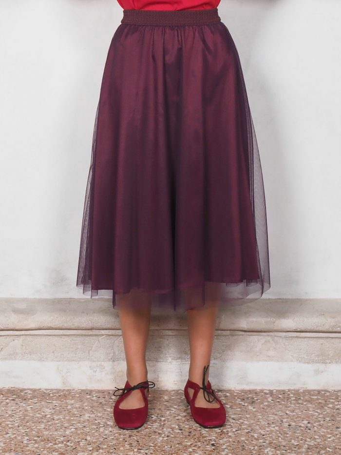 Gonna Midi in Tulle Mosto