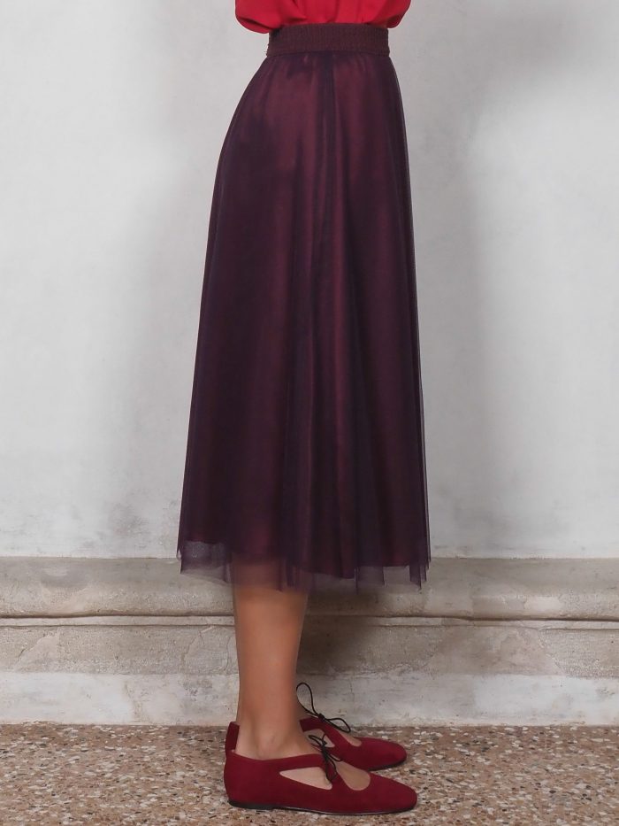 Gonna Midi in Tulle Mosto
