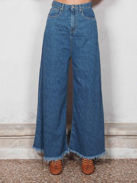 Jeans Palazzo Con Frange