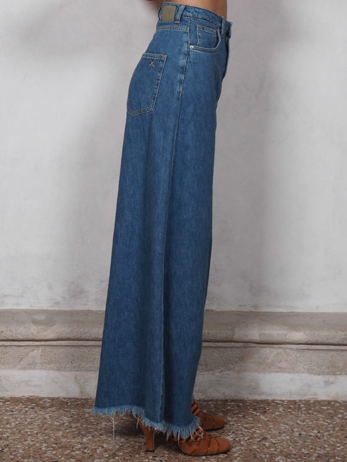 Jeans Palazzo Con Frange