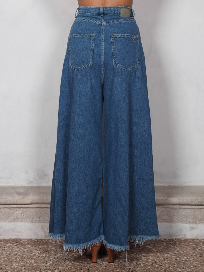 Jeans Palazzo Con Frange