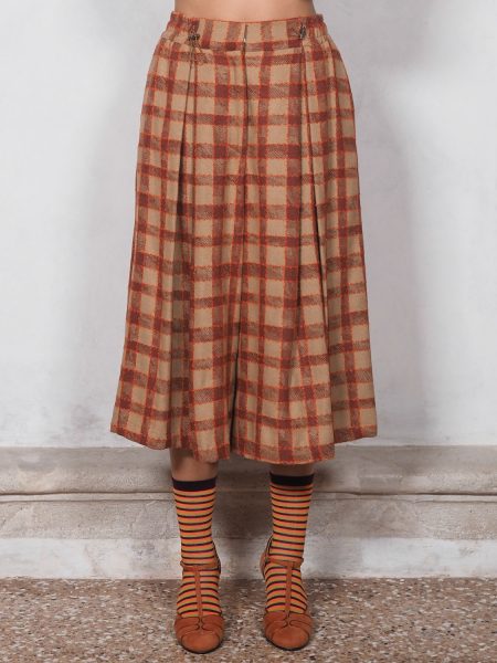 Pantalone Cropped Tartan con Pinces