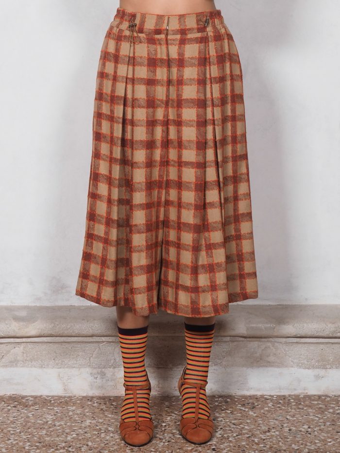 Pantalone Cropped Tartan con Pinces