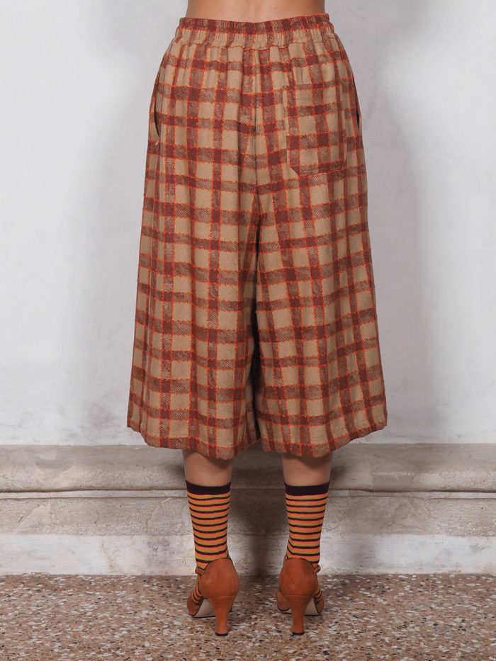 Pantalone Cropped Tartan con Pinces