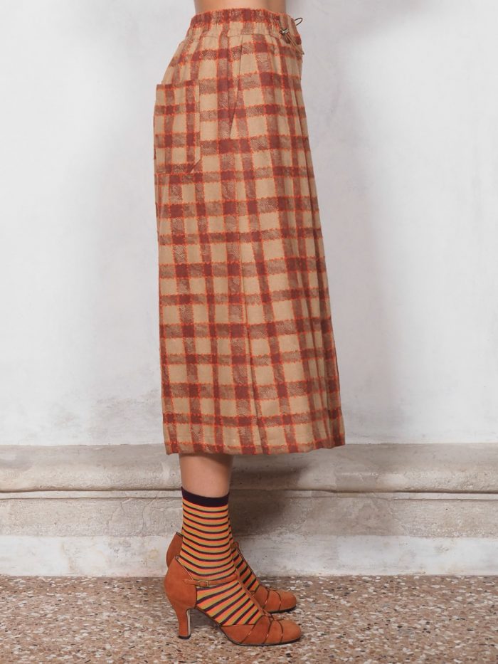 Pantalone Cropped Tartan con Pinces