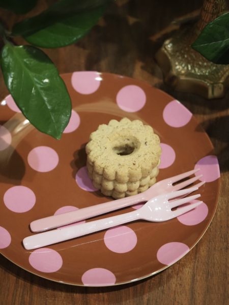 Piattino Da Dessert In Melamina Marrone Fantasia Pois Fucsia
