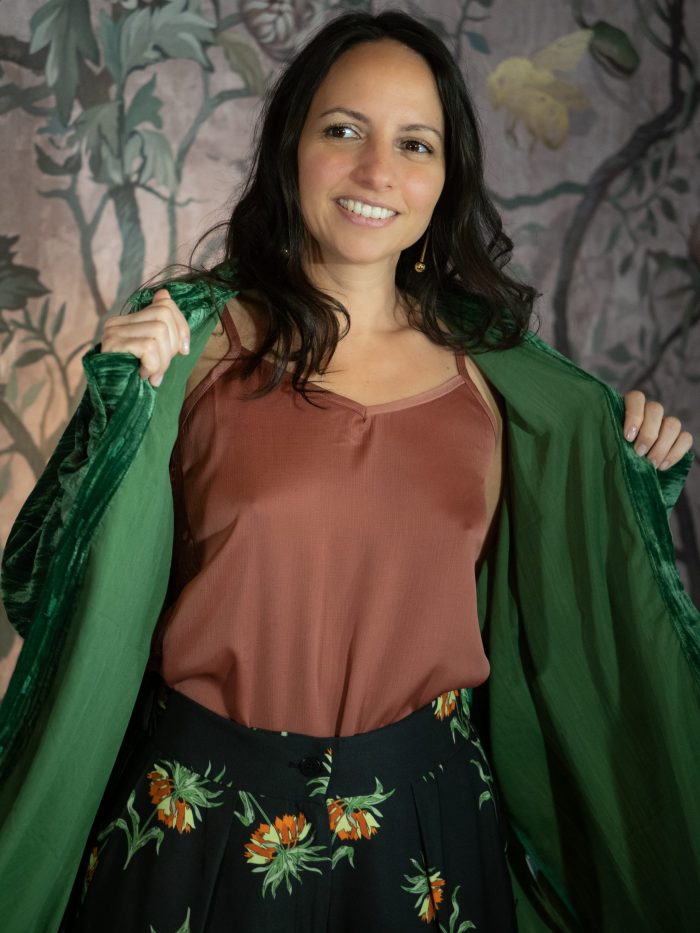 Giacca a Camicia in Velluto Con Piume