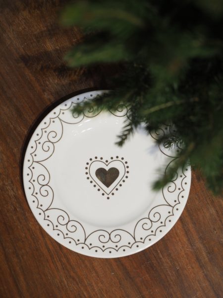 Piatto Porcellana Cuore Oro Diametro 16 Cm