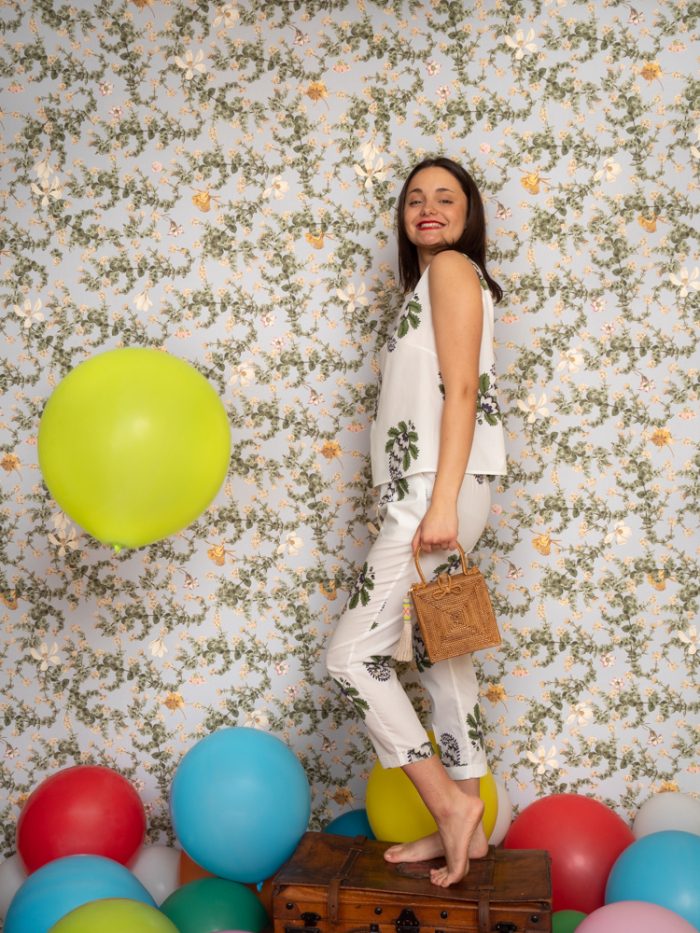 Top in popeline fantasia con foglie - Virna Milano