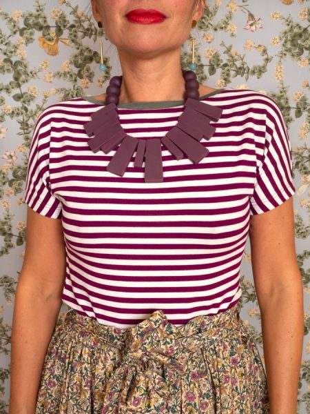 T-shirt a righe manica corta a kimoncino - Niū