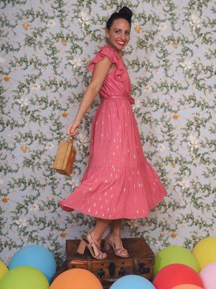 Abito in chiffon con gocce dorate - Suncoo