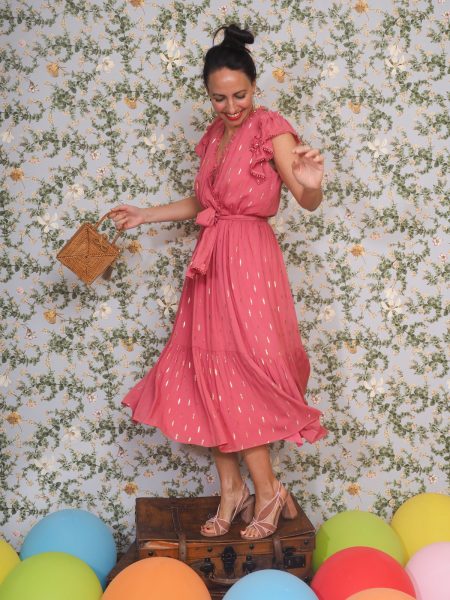 Abito in chiffon con gocce dorate - Suncoo