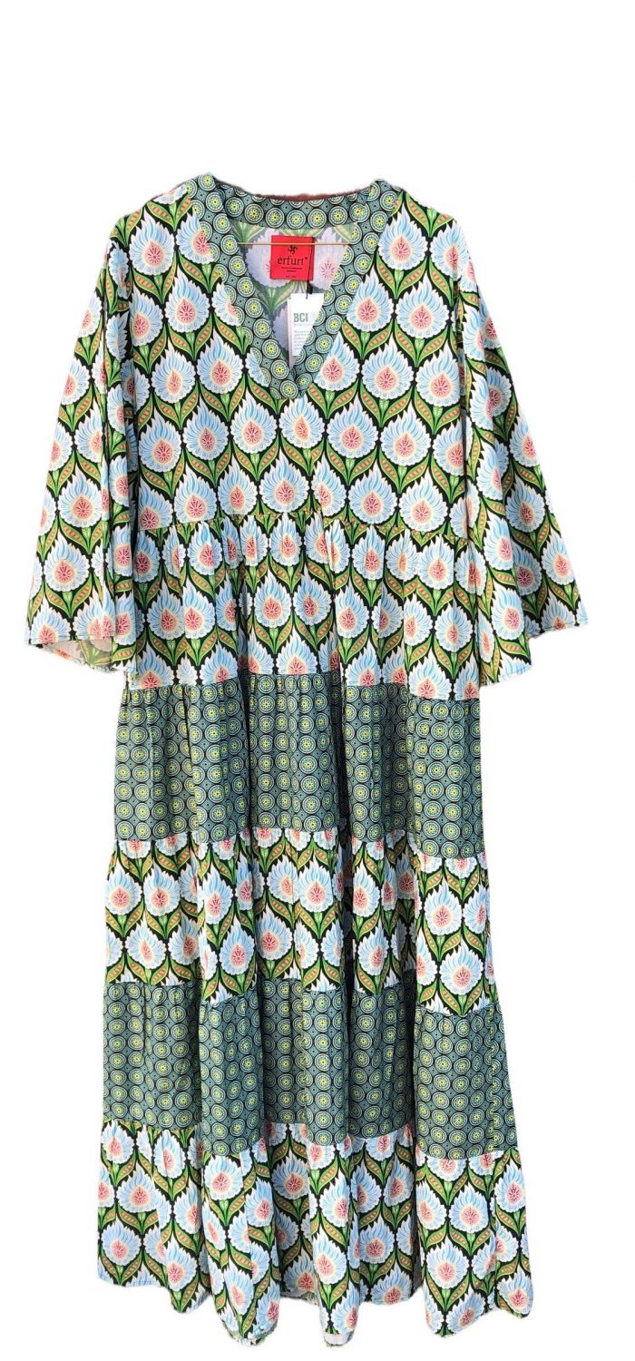 Abito lungo mezza manica fantasia patchwork - Erfut
