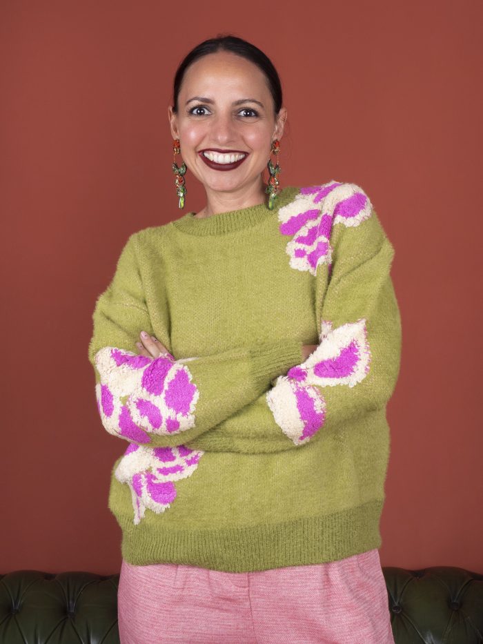 Maglione a Girocollo con Fiorelloni - Frnch