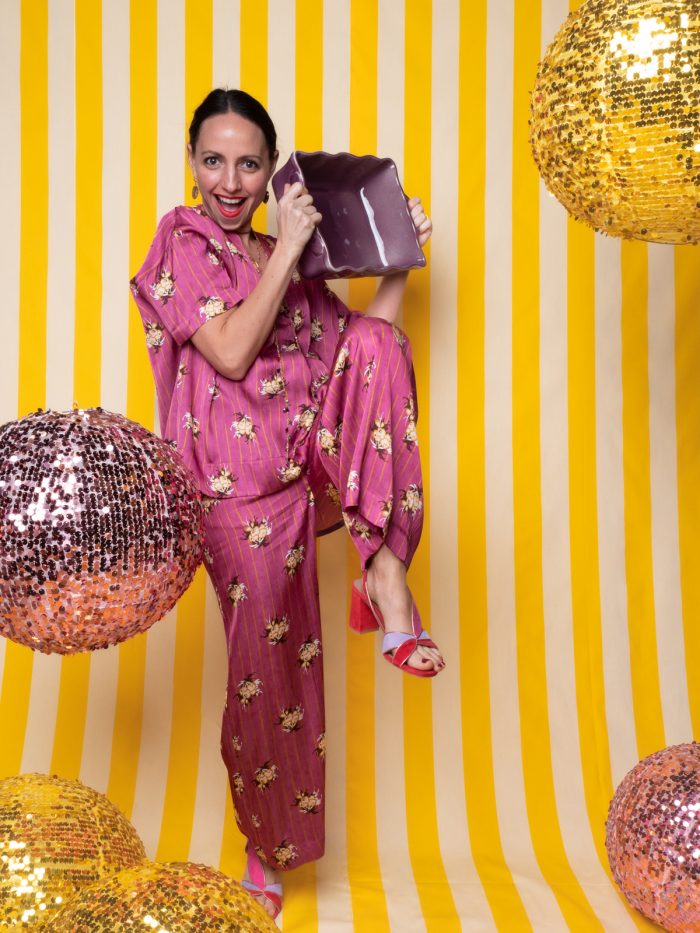 Pantalone Fluido a Righe e Fiori - Ottod'Ame