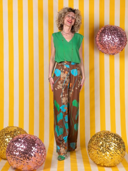 Pantalone A Palazzo Fantasia Floreale - Dixie