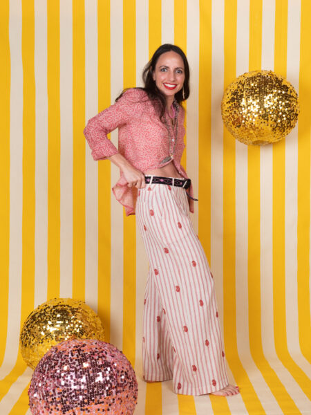 Pantalone Margaux A Righe Rosse - Maison Hotel