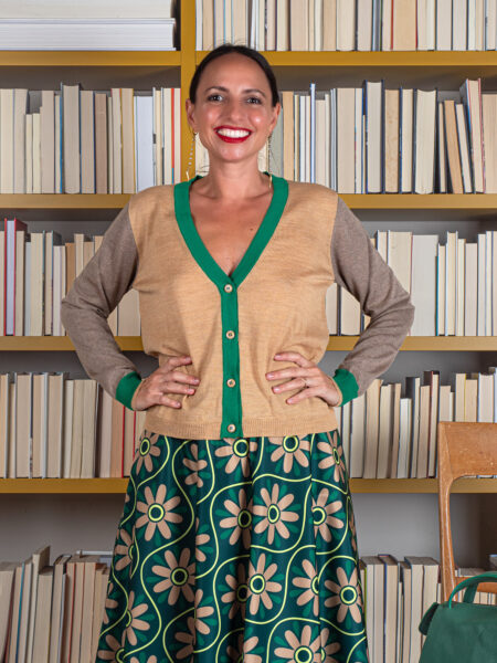 Cardigan Mini V Bicolore 100% Lana Merinos - Niū