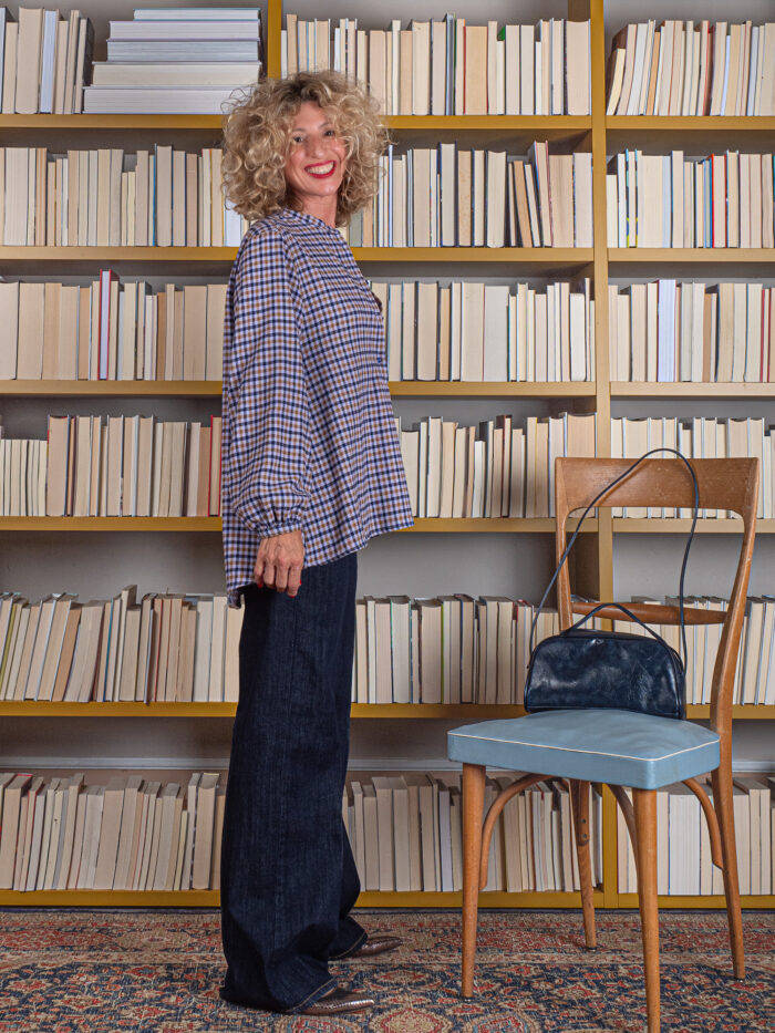 Blusa A Quadretti Con Manica A Sbuffo - Niū