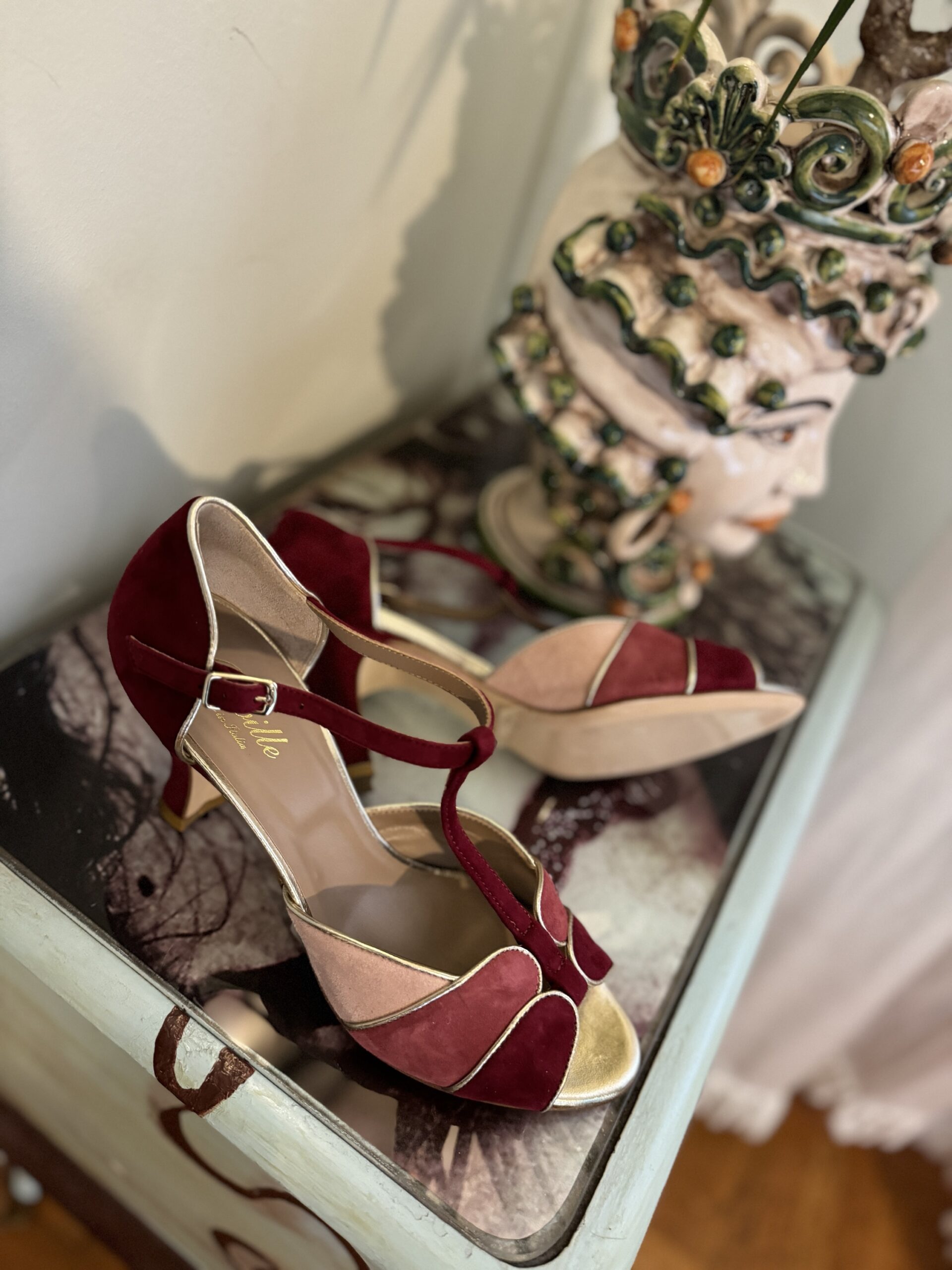 Scarpa Tango Licia Combi In Camoscio Cheville rosebi