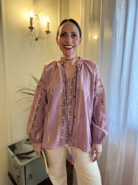 Camicia Bohemien Con Ricami Oro - Meisie