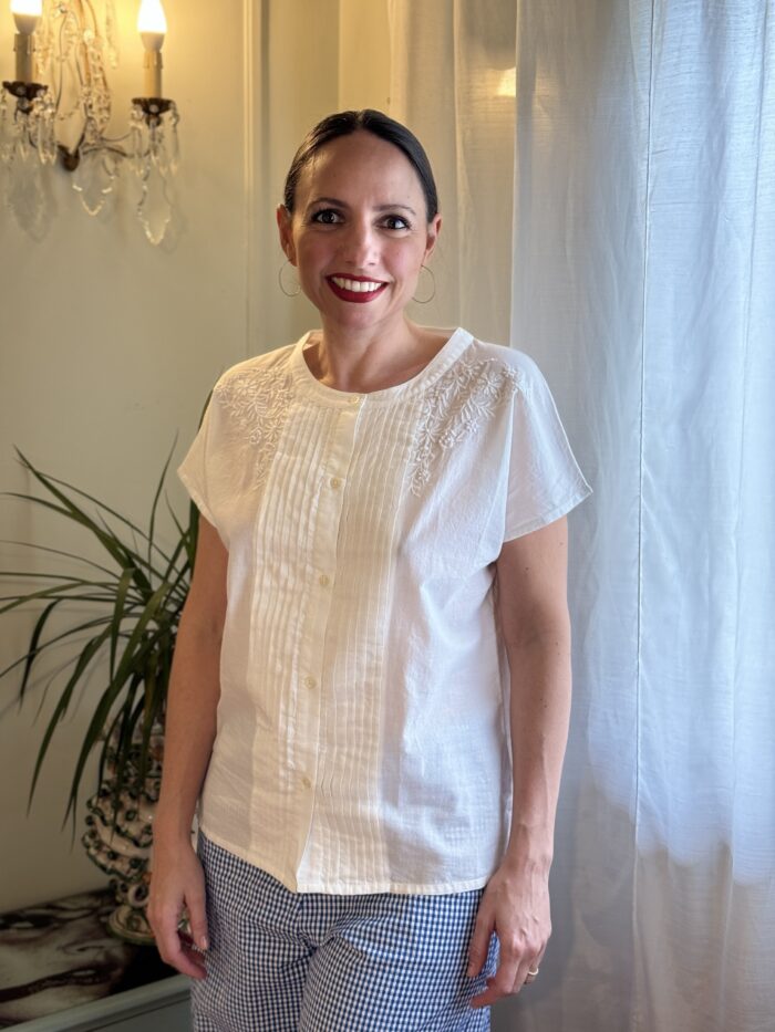 Camicia Ricamata  Con Manica Corta A Kimono - Nice Things