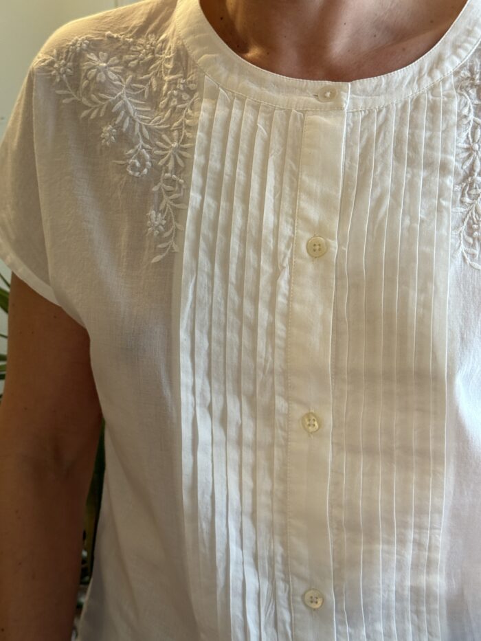 Camicia Ricamata  Con Manica Corta A Kimono - Nice Things