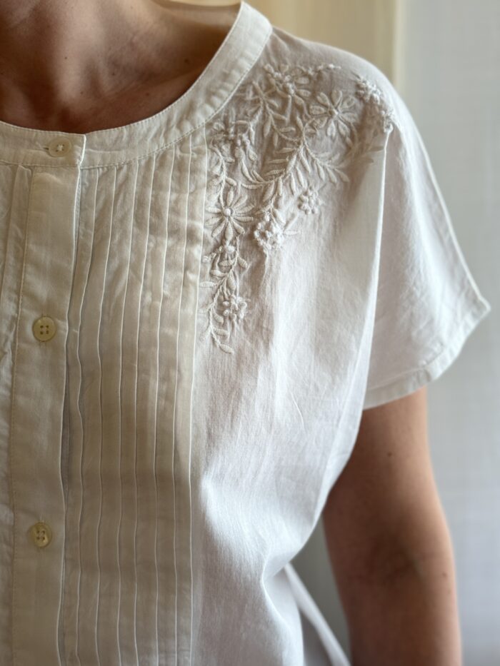 Camicia Ricamata  Con Manica Corta A Kimono - Nice Things