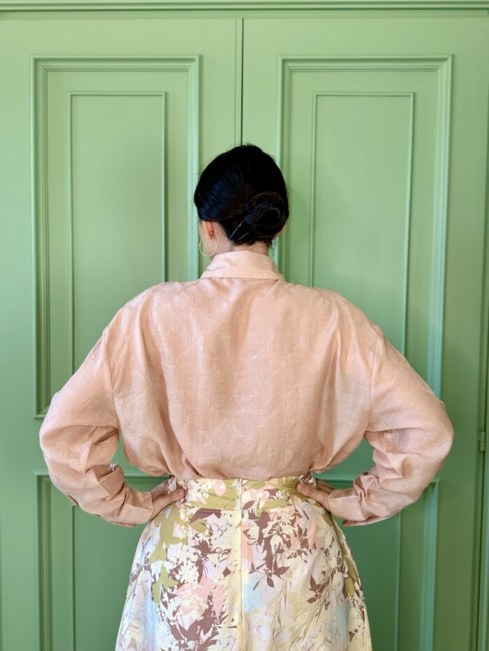 Camicia  Rosa Con Riflessi Oro A Manica Lunga - Suncoo